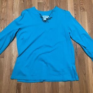 FA Teal Lace-Up Blouse